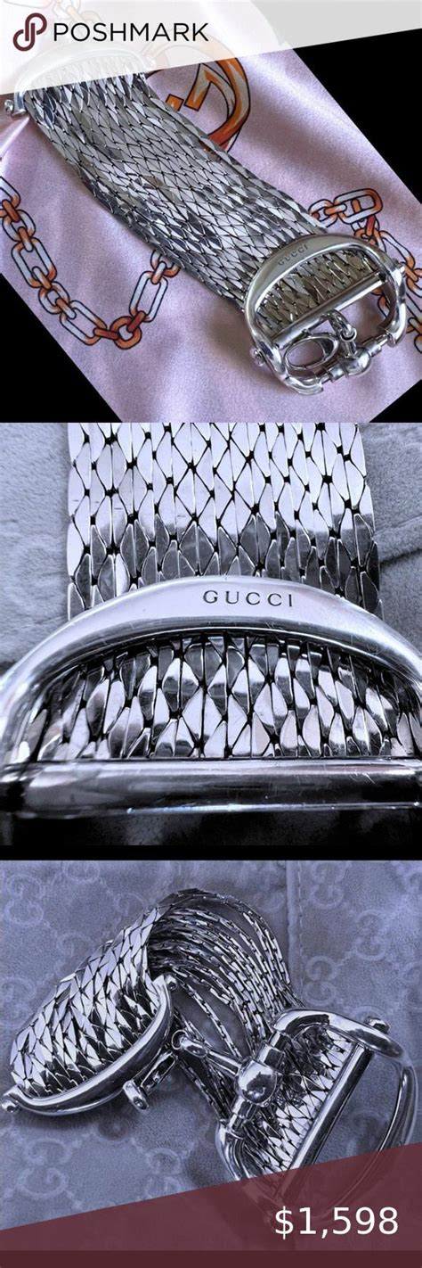 gucci horsebit bracelet silver|vintage Gucci Horsebit bracelet.